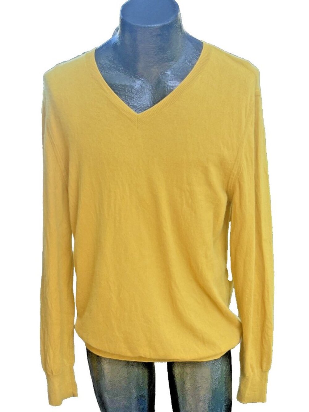 Banana Republic Scottish Cashmere V-Neck Sweater Mens XL Yellow Todd & Duncan